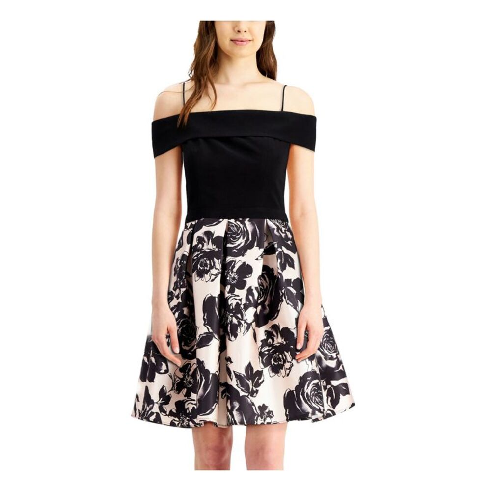 MORGAN & CO Womens Dress Black Short Sleeve Shoulder Straps Juniors 5